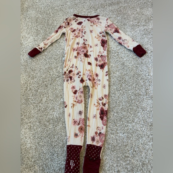 Posh Peanut Burgundy Floral Convertible onesie - Picture 3 of 3